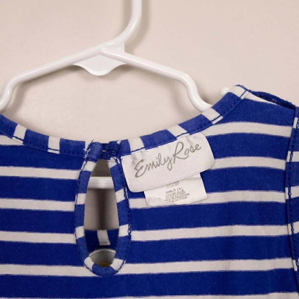 Emily Rose blue and white striped with tulle skirt dress-4